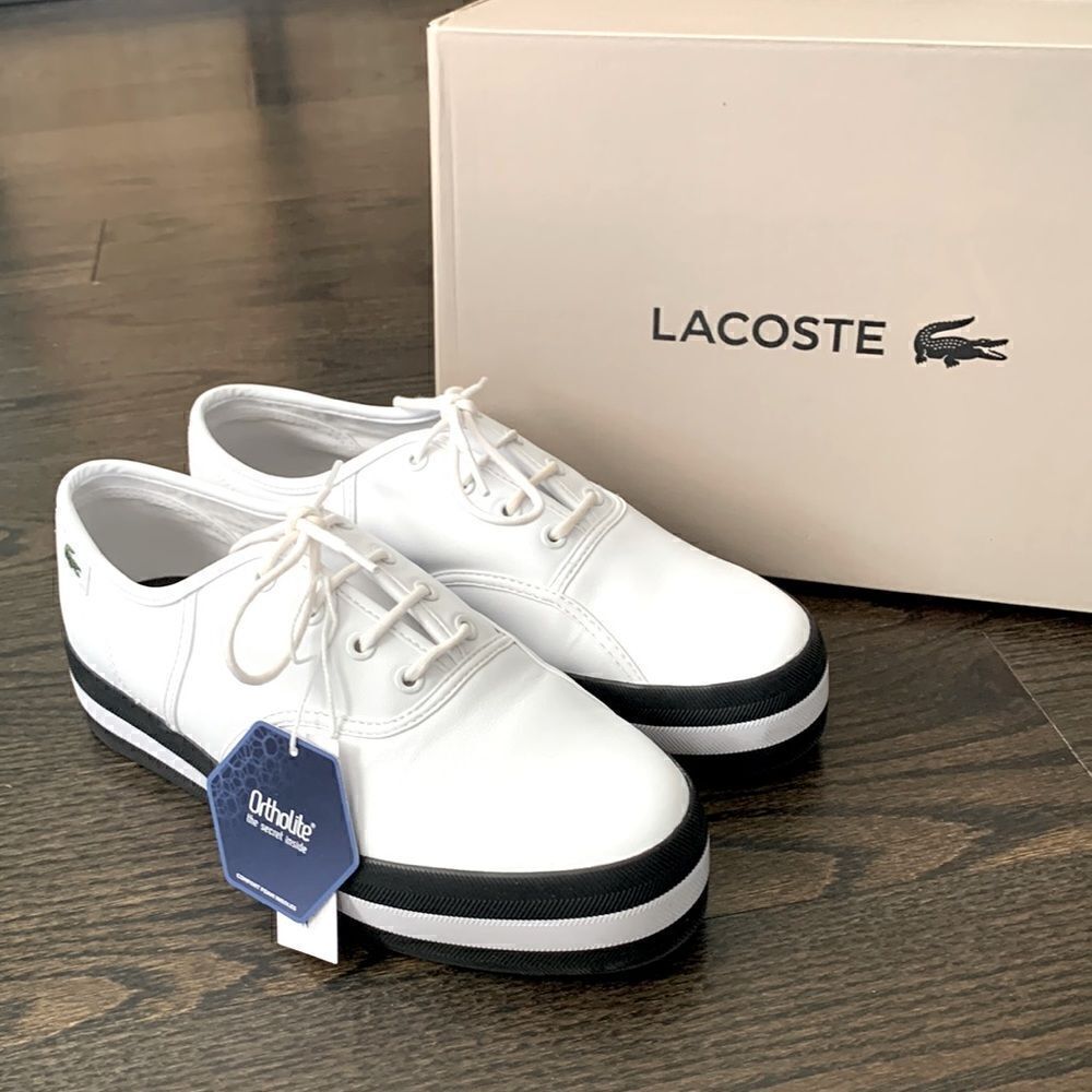 🔥🐊Lacoste Women's Rene Platform Leather Trainers